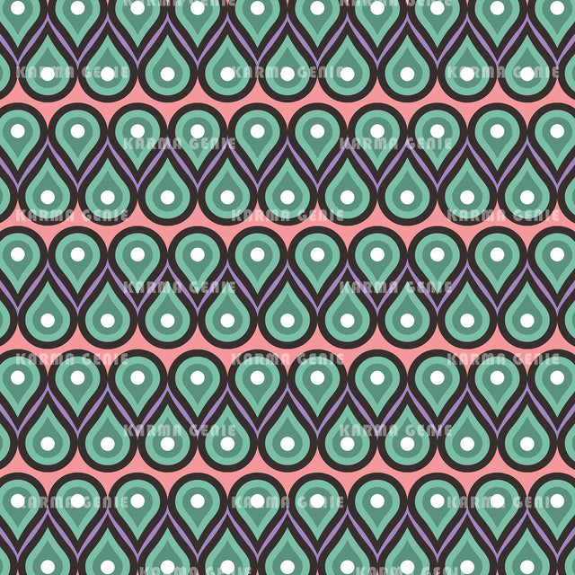 Retro Modern Mid Century 70s Style Pattern Digital Paper Digital Pattern Karma Genie Graphics 