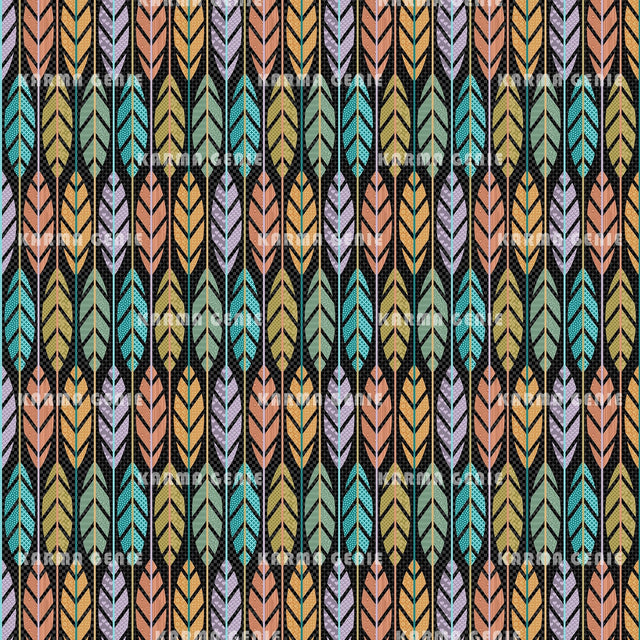 Retro Modern Mid Century Colorful Patterned Leaves Digital Paper Digital Pattern Karma Genie Graphics 