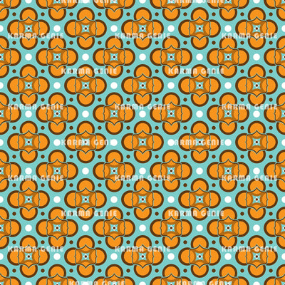 Retro Modern Mid Century Orange And Blue Abstract Circles Pattern Digital Paper Digital Pattern Karma Genie Graphics 