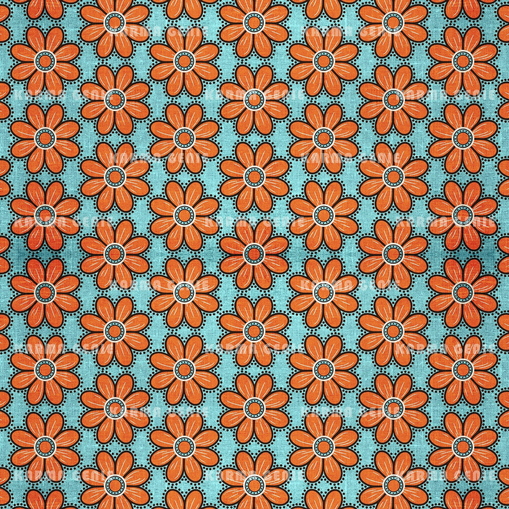 Retro Modern Orange Textured Flower Pattern Wallpaper - So Fontsy