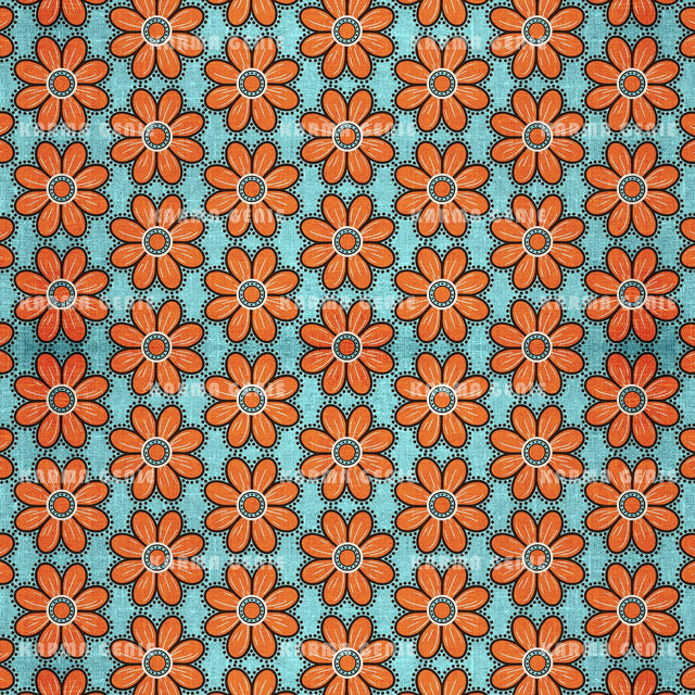 Retro Modern Orange Textured Flower Pattern Digital Paper Digital Pattern Karma Genie Graphics 