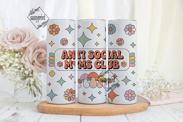 Retro Moms Club Tumbler Wrap Sublimation sassyprint 