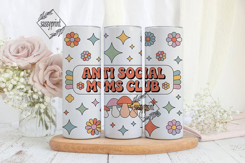 Retro Moms Club Tumbler Wrap Sublimation sassyprint 