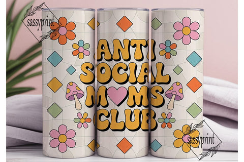 Retro Moms Club Tumbler Wrap Sublimation sassyprint 