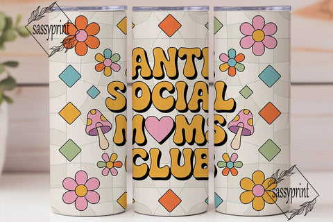 Retro Moms Club Tumbler Wrap Sublimation sassyprint 