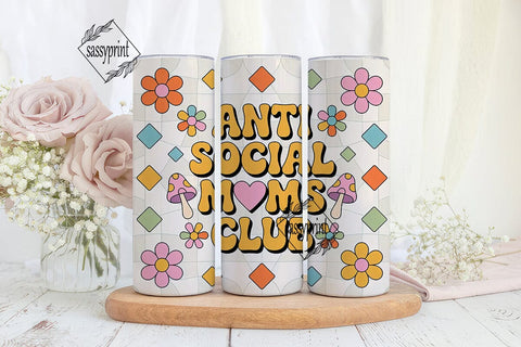 Retro Moms Club Tumbler Wrap Sublimation sassyprint 