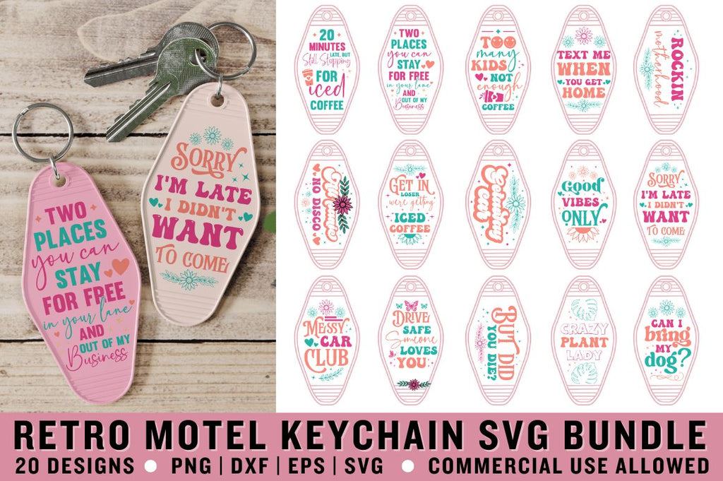 Retro Motel Keychain SVG Bundle - So Fontsy