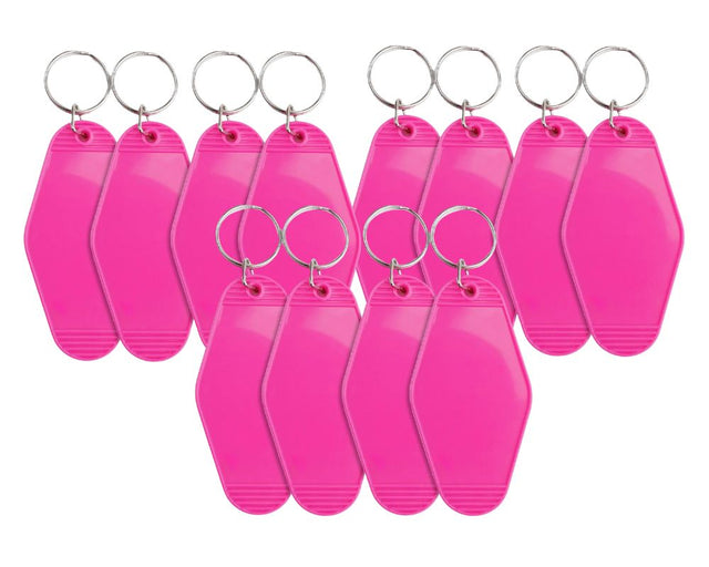 Retro Motel Keychains with Silver Ring - Hot Pink (12) Physical DIY Craft Warehouse 