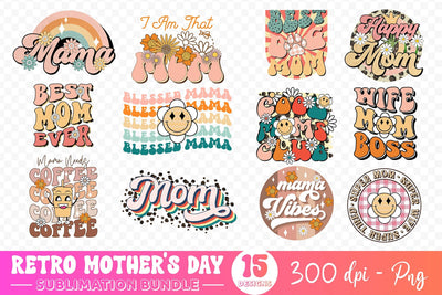 Retro Mother's Day Sublimation Bundle Sublimation CraftLabSVG 
