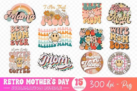 Retro Mother's Day Sublimation Bundle Sublimation CraftLabSVG 