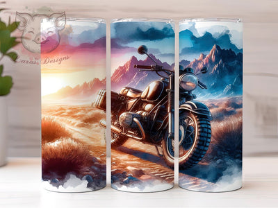 Retro Motorcycle 20oz Tumbler Png, Straight & Tapered Tumbler Png, Motorcycle Mountain Landscape Tumbler Png, Digital Download PNG Sublimation Lara' s Designs 