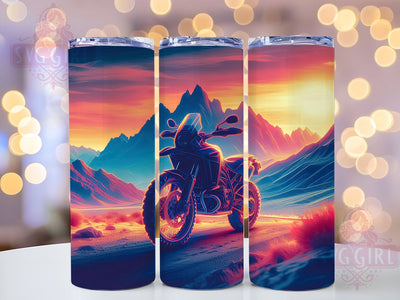 Retro Motorcycle Mountain Landscape 20oz Tumbler Wrap Sublimation Design, Straight Tapered Tumbler Wrap, Motorcycle Tumbler Png, Instant Digital Download Sublimation SvggirlplusArt 