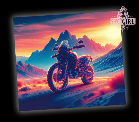 Retro Motorcycle Mountain Landscape 20oz Tumbler Wrap Sublimation Design, Straight Tapered Tumbler Wrap, Motorcycle Tumbler Png, Instant Digital Download Sublimation SvggirlplusArt 