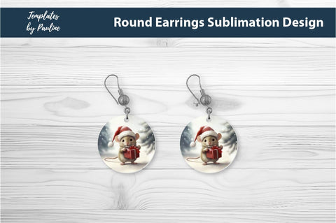 Retro Mouse Christmas Earrings Sublimation Design Sublimation Templates by Pauline 