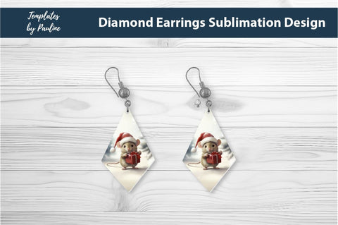 Retro Mouse Christmas Earrings Sublimation Design Sublimation Templates by Pauline 