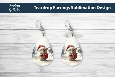Retro Mouse Christmas Earrings Sublimation Design Sublimation Templates by Pauline 