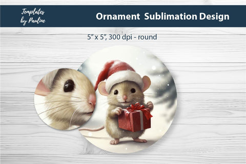 Retro Mouse Christmas Ornament Design for Sublimation Sublimation Templates by Pauline 