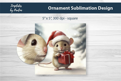 Retro Mouse Christmas Ornament Design for Sublimation Sublimation Templates by Pauline 