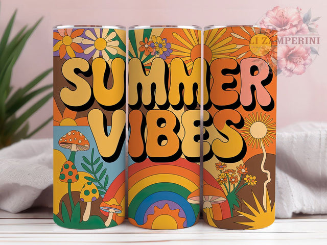 Retro Mushroom Vibes 20oz Tumbler, Colorful Mushroom Wrap, Summer Vibes Sublimation, Psychedelic Nature PNG, 20oz Tumbler Wrap, Whimsical Mushroom Design, Boho Lifestyle Sublimation Sublimation Li Zamperini 