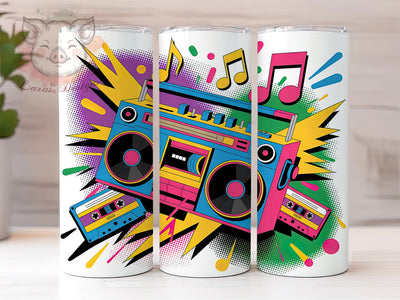 Retro Music Vibes 20oz Tumbler, 80s 90s Vibes Wrap, Vintage Music Sublimation Design, Nostalgic Tumbler Wrap, 20oz Tumbler Wrap, Sublimation Design PNG, Music Lover Gift Sublimation Lara' s Designs 