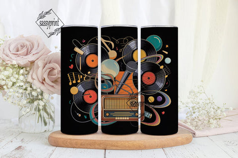 Retro Music Vibes 20oz Tumbler Wrap Sublimation sassyprint 