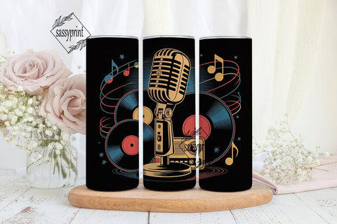 Retro Music Vibes 20oz Tumbler Wrap Sublimation sassyprint 