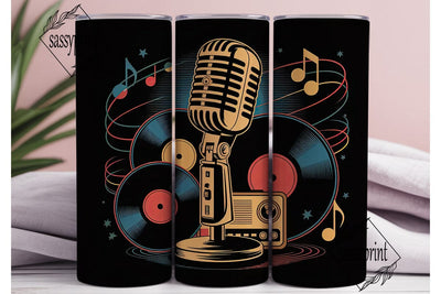 Retro Music Vibes 20oz Tumbler Wrap Sublimation sassyprint 