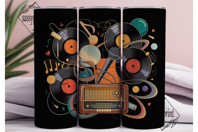 Retro Music Vibes 20oz Tumbler Wrap Sublimation sassyprint 
