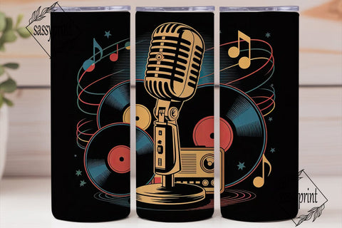Retro Music Vibes 20oz Tumbler Wrap Sublimation sassyprint 