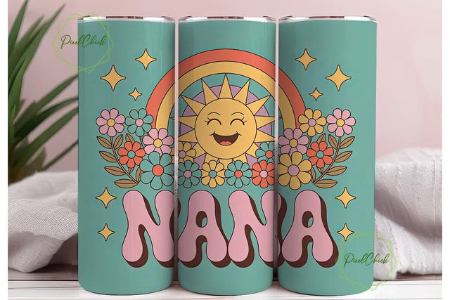 Retro Nana 20oz Tumbler Wrap Sublimation PixelChick 