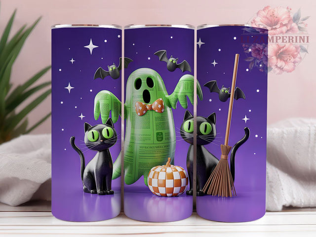 Retro Neon Coquette Ghost Tumbler, Coquette Ghost Wrap, Neon Halloween Cup, Cute Ghost Sublimation, 20oz Tumbler Wrap, Retro Halloween Design, Neon Coquette Drinkware Sublimation Li Zamperini 
