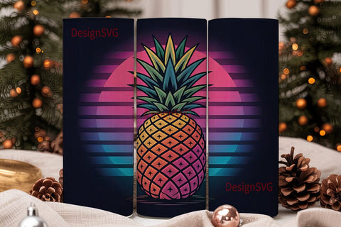Retro Neon Pineapple 20oz Tumbler Wrap Sublimation DesignSVG 