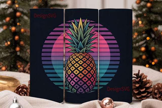 Retro Neon Pineapple 20oz Tumbler Wrap Sublimation DesignSVG 