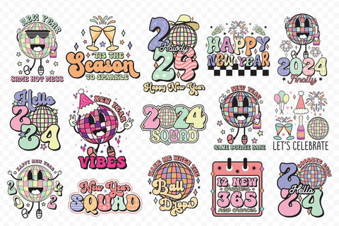 Retro New Year 2024 Sublimation Bundle Sublimation CraftLabSVG 