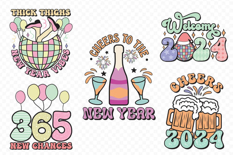 Retro New Year 2024 Sublimation Bundle Sublimation CraftLabSVG 
