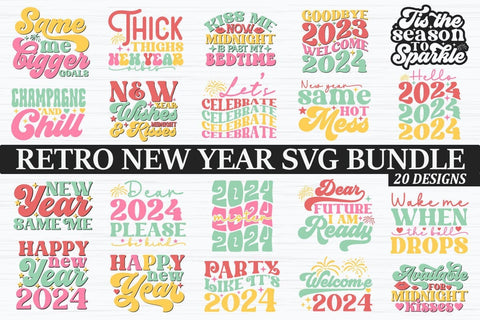 Retro New Year SVG Bundle SVG akazaddesign 