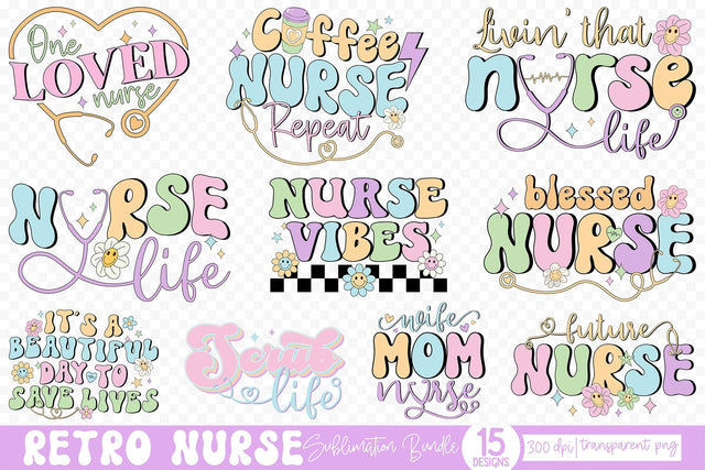 Retro Nurse PNG Sublimation Bundle Sublimation CraftLabSVG 