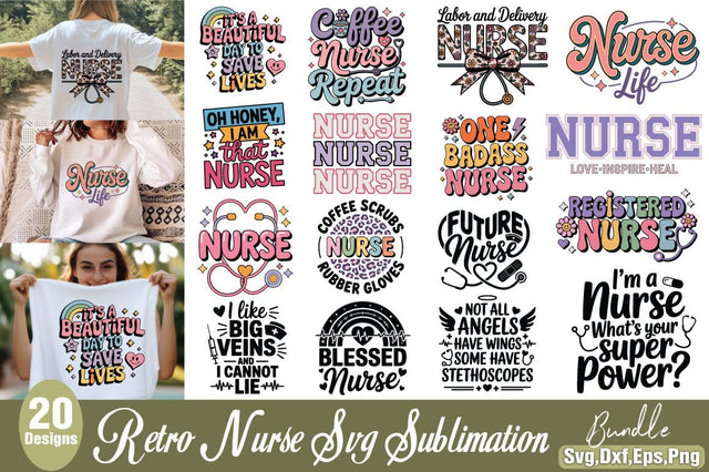 Retro Nurse Sublimation Bundle SVG Angelina750 