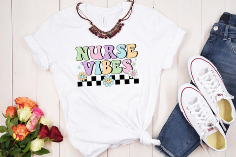 Retro Nurse Vibes PNG Sublimation Sublimation CraftLabSVG 