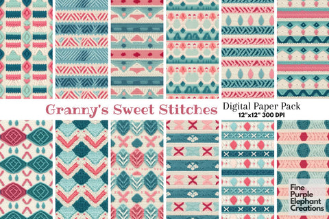 Retro Nursery Knit Granny Square Crochet Digital Pattern Fine Purple Elephant Creations 