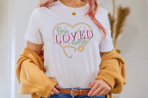 Retro One Loved Nurse Sublimation PNG Sublimation CraftLabSVG 