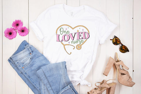 Retro One Loved Nurse Sublimation PNG Sublimation CraftLabSVG 