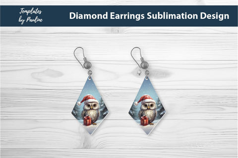 Retro Owl Christmas Earrings Sublimation Design Sublimation Templates by Pauline 
