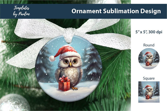 Retro Owl Christmas Ornament Design for Sublimation Sublimation Templates by Pauline 