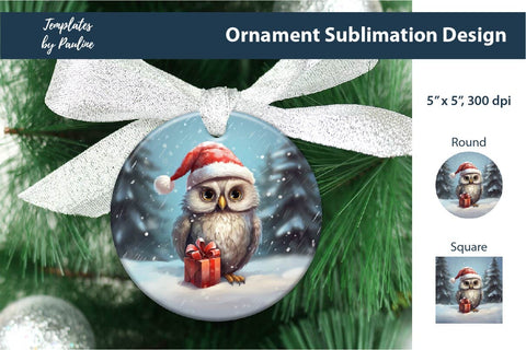 Retro Owl Christmas Ornament Design for Sublimation Sublimation Templates by Pauline 