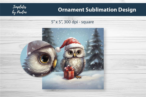 Retro Owl Christmas Ornament Design for Sublimation Sublimation Templates by Pauline 