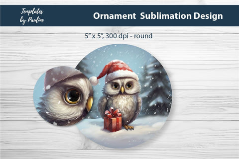 Retro Owl Christmas Ornament Design for Sublimation Sublimation Templates by Pauline 