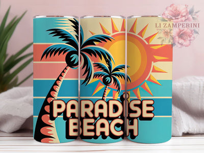 Retro Paradise Beach 20oz Tumbler, Paradise Beach Wrap, Tropical Sublimation PNG, Coastal Lifestyle Design, 20oz Tumbler Wrap, Ocean Paradise Sublimation, Summer Beach Vibes Sublimation Li Zamperini 