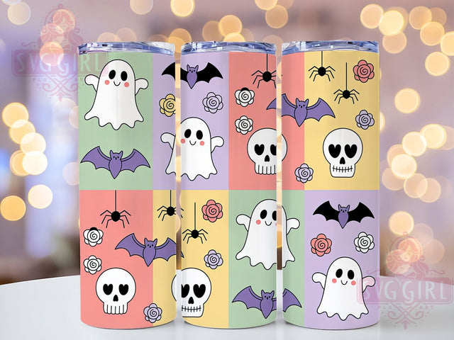 Retro Pastel Cute Halloween Ghost Tumbler, Pastel Halloween Wrap, Cute Spooky Cup, Kawaii Ghost Design, 20Oz Sublimation Wrap, Soft Aesthetic Drinkware, Groovy Halloween Tumbler Sublimation SvggirlplusArt 