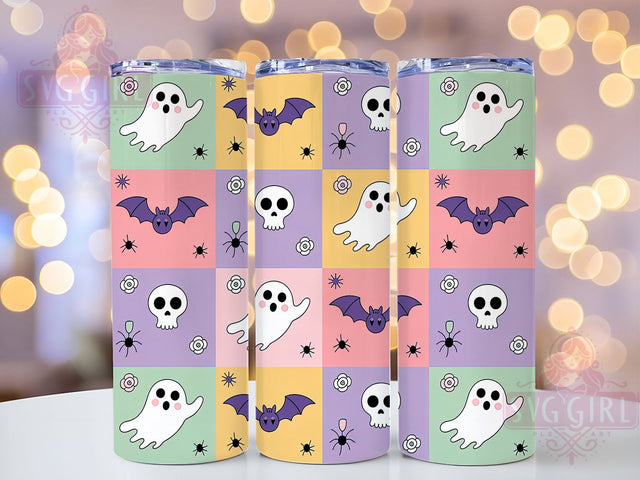 Retro Pastel Cute Halloween Ghost Tumbler, Pastel Halloween Wrap, Cute Spooky Cup, Kawaii Ghost Design, 20Oz Sublimation Wrap, Soft Aesthetic Drinkware, Groovy Halloween Tumbler Sublimation SvggirlplusArt 